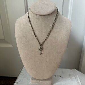 Silver tone heart key love charm necklace Taylor swift dainty pendant cute